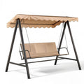 3-Sitzer Hollywoodschaukel mit Sonnendach, Beige/Schwarz, 170 x 110 x 153 cm