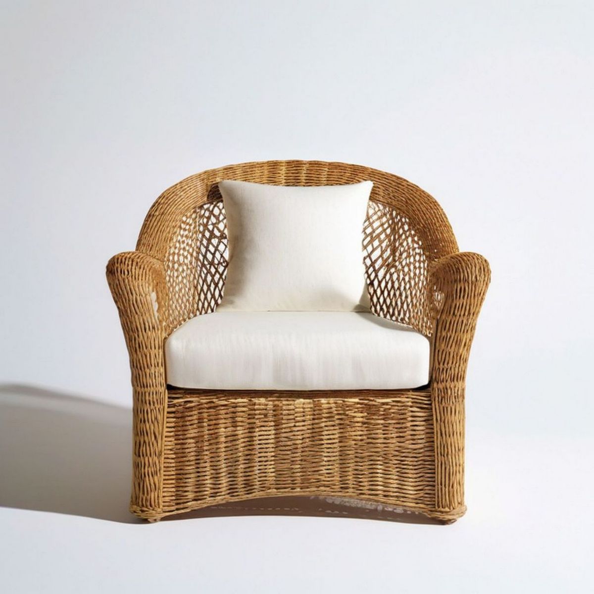 Rattansessel Natur/Weiss, 75 x 70 x 85 cm