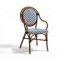 Bistrostuhl mit Armlehnen, Aluminium und PE-Rattan, 54 x 56 x 89 cm, Blau/Weiss/Braun/Schwarz