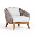 Loungesessel mit Kissen 76 x 79 x 74 cm Weiss Grau Naturbraun