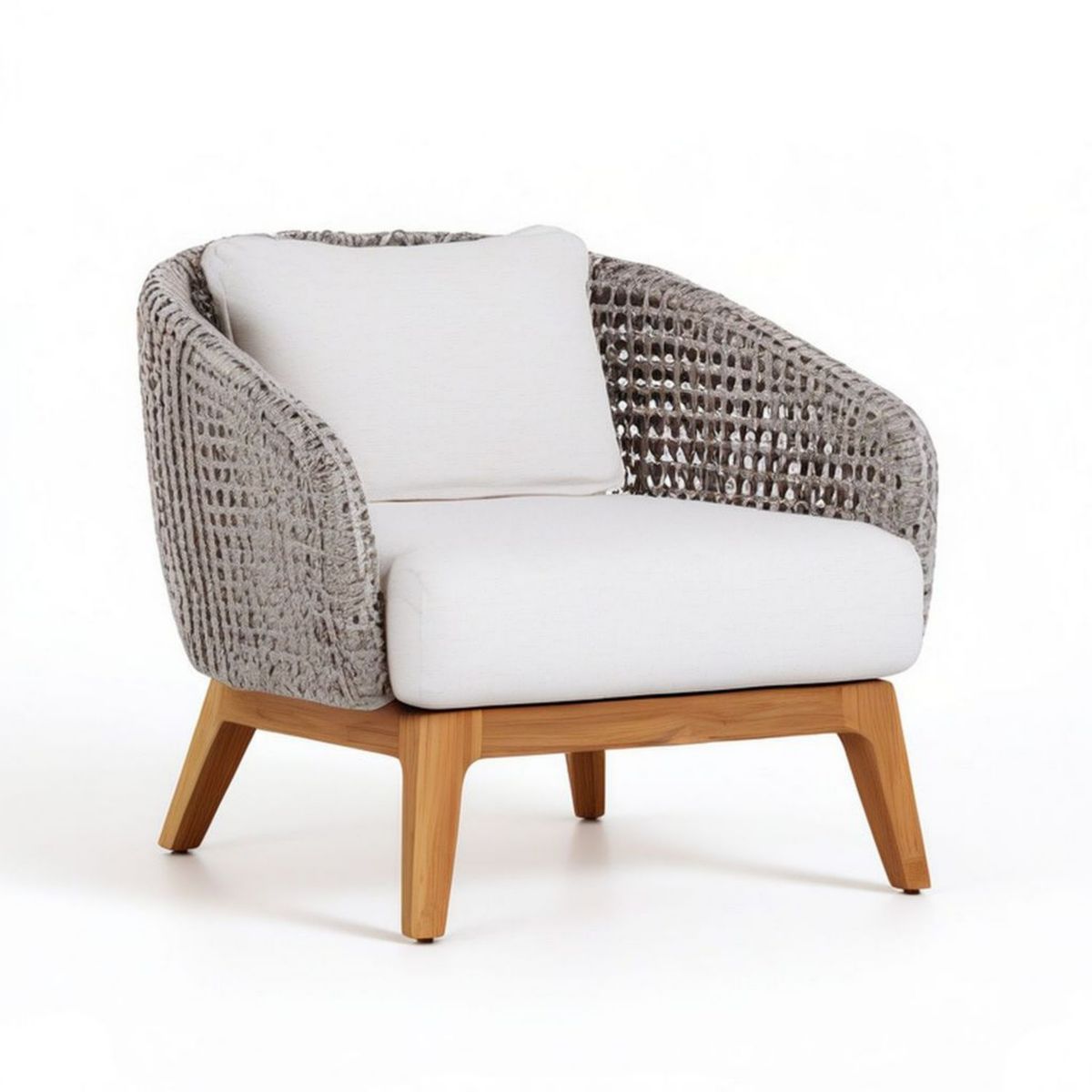 Loungesessel mit Kissen 76 x 79 x 74 cm Weiss Grau Naturbraun