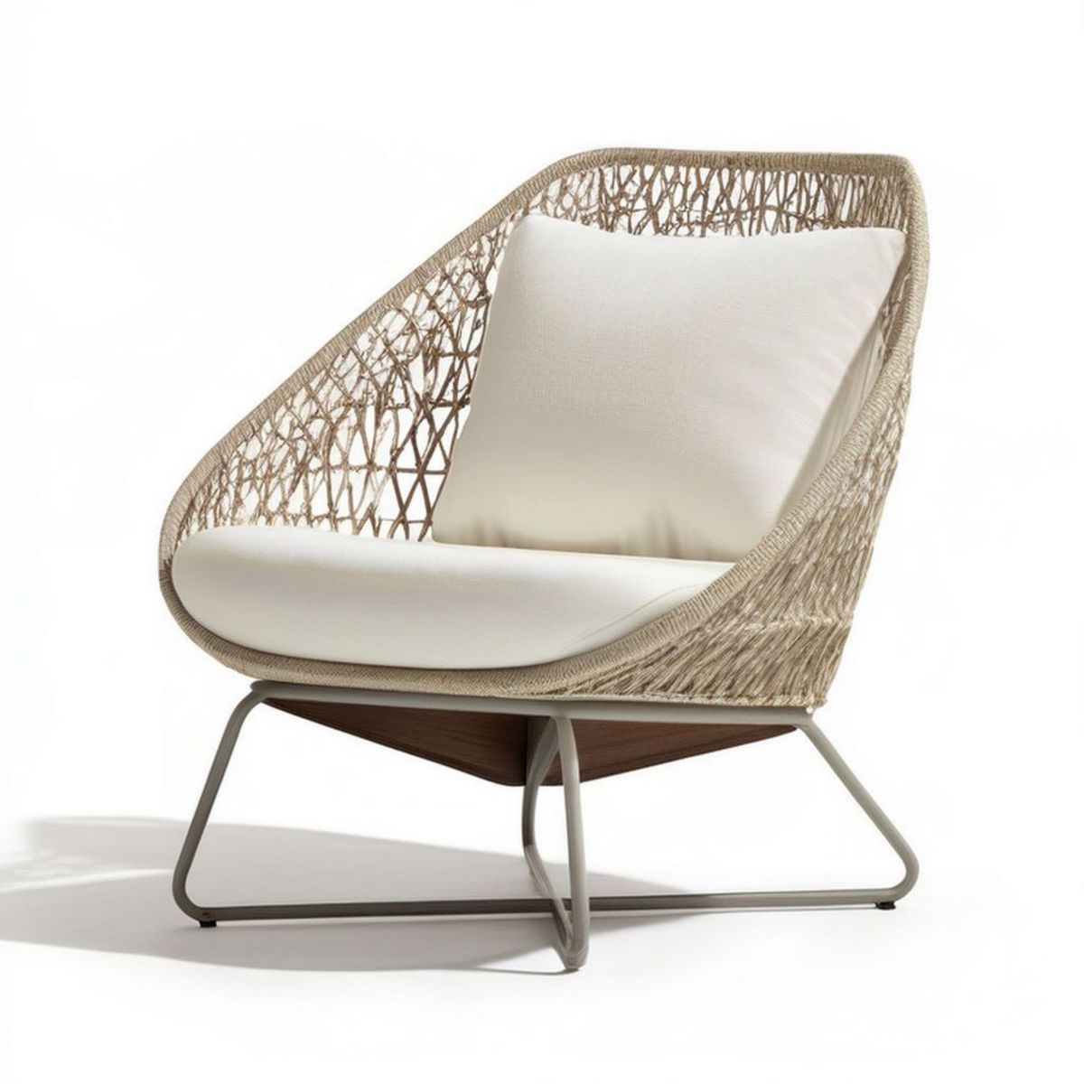 Loungesessel mit PE-Geflecht in Natur/Creme, 75 x 82 x 90 cm