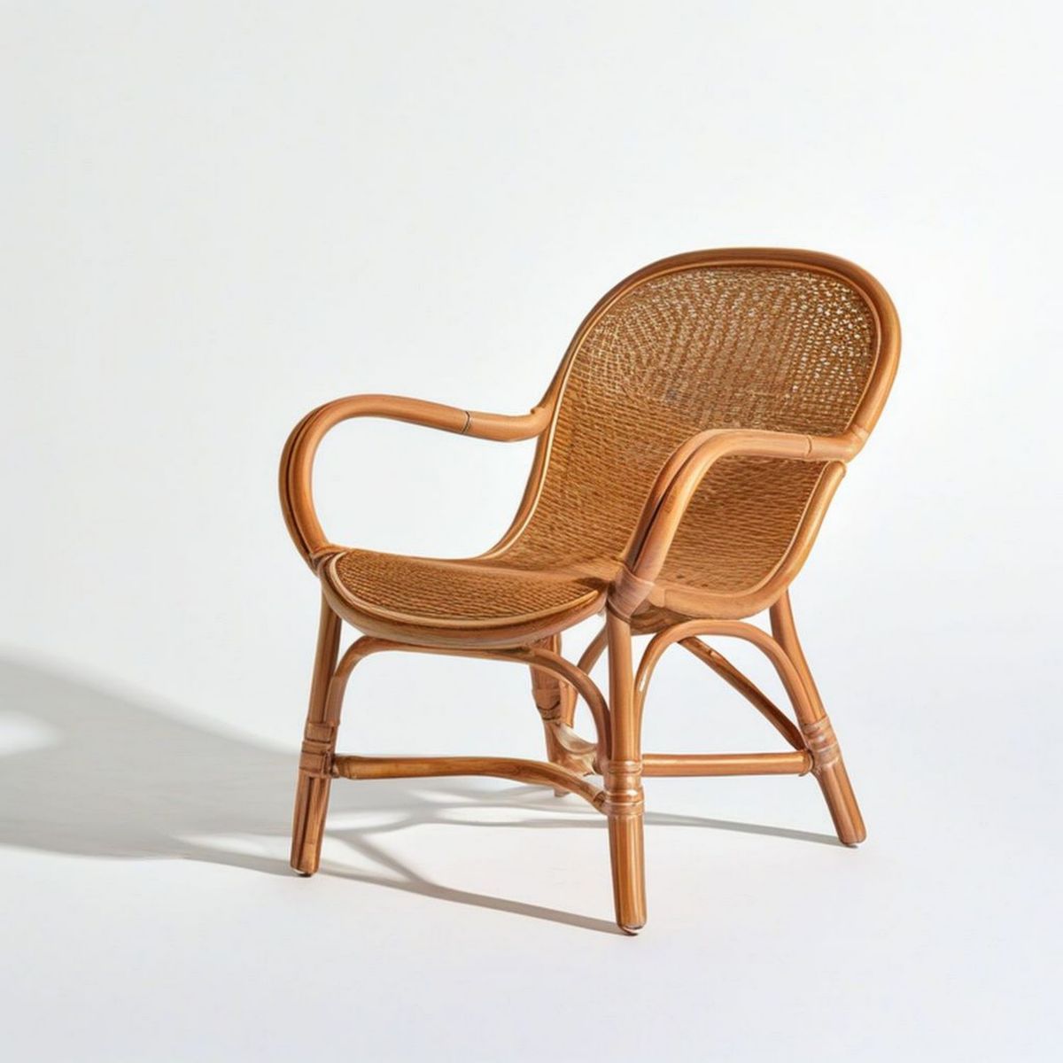 Rattan-Gartenstuhl mit Armlehnen Naturbraun, 58 x 60 x 88 cm