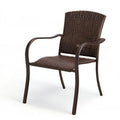 Gartenstuhl mit Armlehnen aus PE-Rattan und Stahl, 58 x 62 x 94 cm, Braun