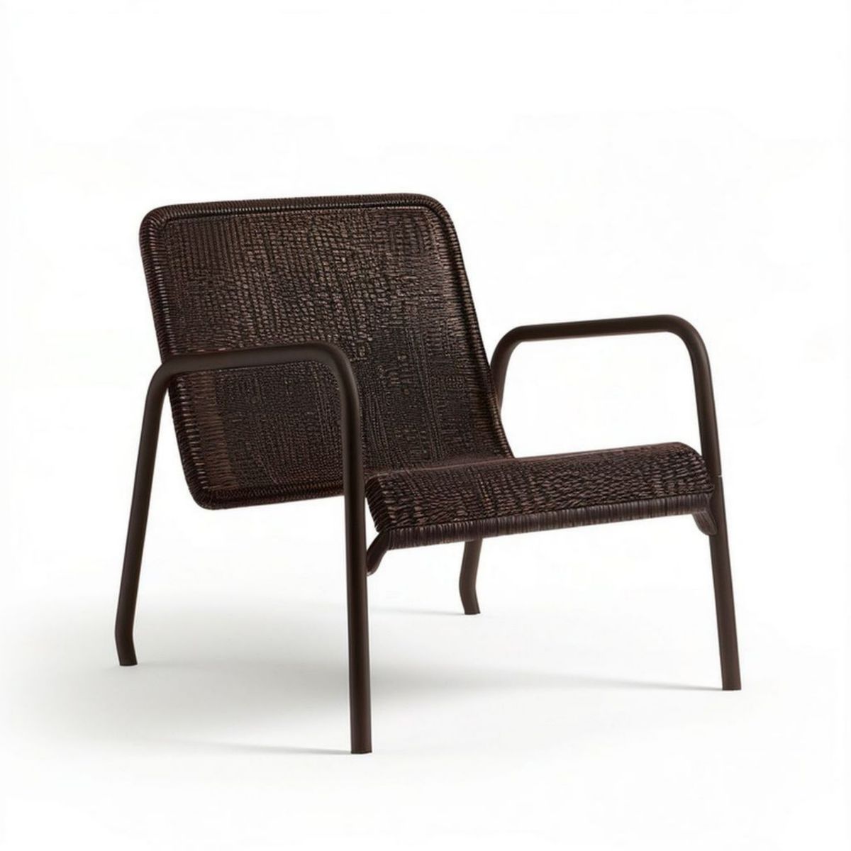 Gartenstuhl mit Armlehnen, PE-Rattan und Stahlgestell, Dunkelbraun, 60 x 65 x 80 cm