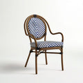 Armlehnstuhl aus PE-Rattan und Polyester, 56 x 60 x 89 cm, Braun/Blau/Weiss