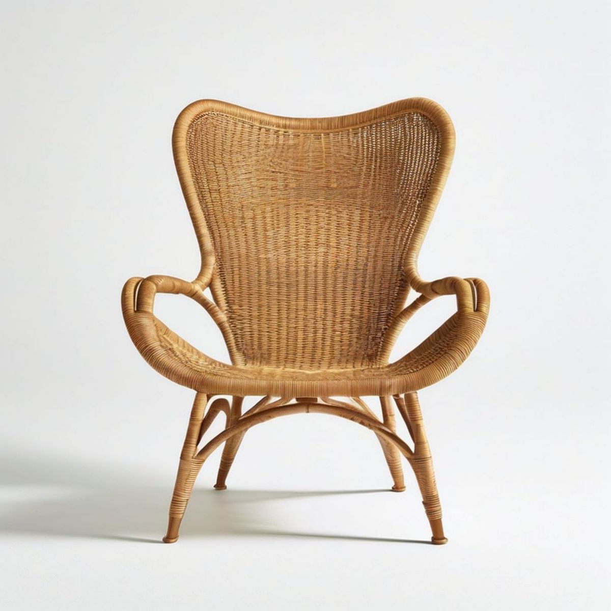 Rattan-Sessel mit Armlehnen, Naturbraun, 76 x 78 x 112 cm
