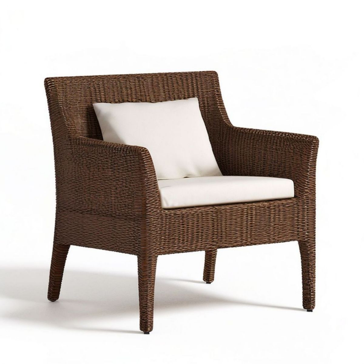 Gartensessel mit Armlehnen aus PE-Rattan Braun/Cremeweiss 68 x 70 x 88 cm