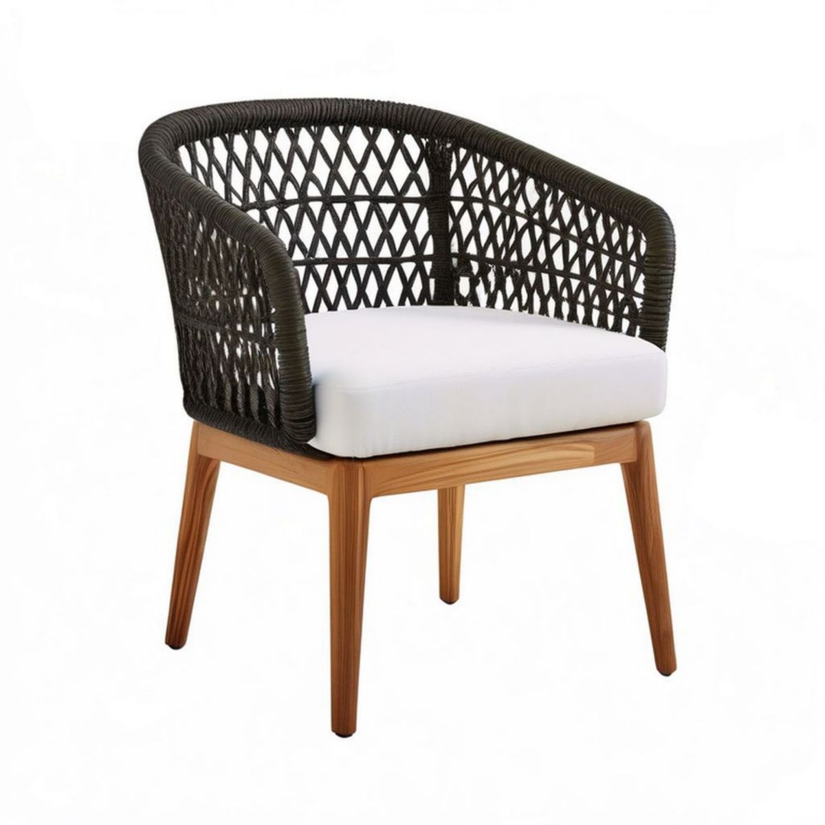 Gartensessel mit Armlehnen und Sitzkissen, 60 x 60 x 78 cm, Schwarz/Weiss/Braun