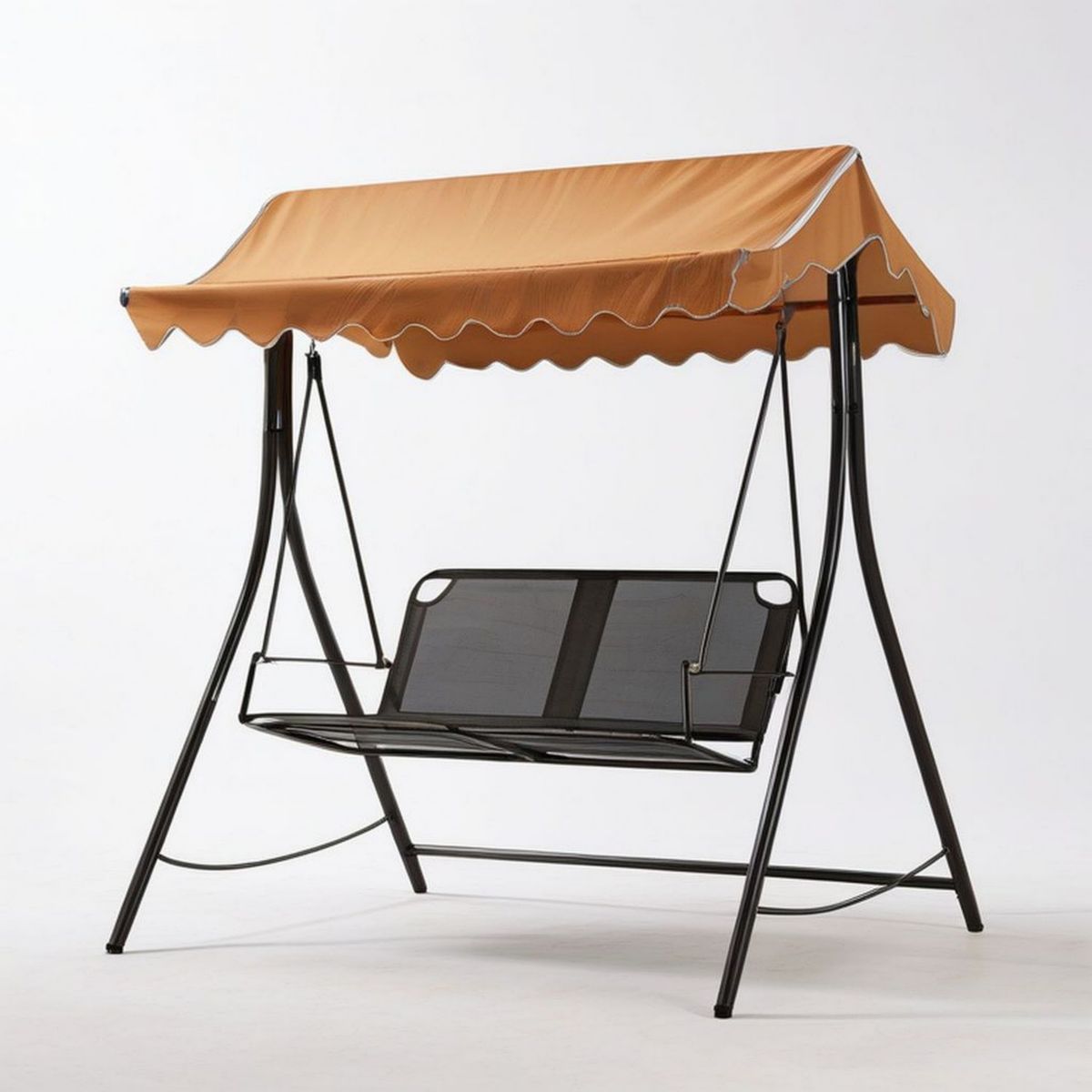 2-Sitzer Hollywoodschaukel mit Sonnendach, 170 x 110 x 153 cm, Braun/Schwarz